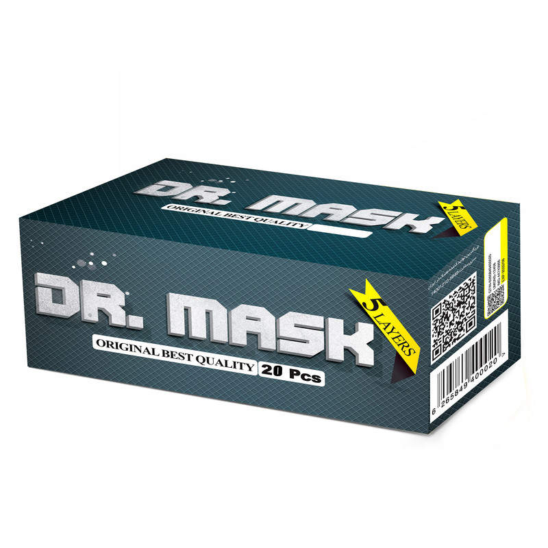 ماسک تنفسی دکتر ماسک مدل سه بعدی رنگارنگ بسته 20 عددی