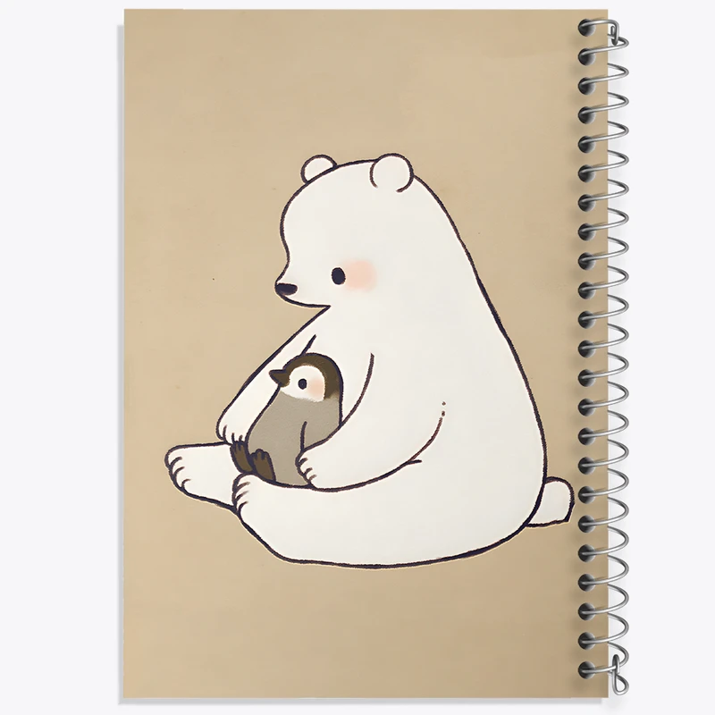 دفتر شطرنجی 50 برگ خندالو طرح خرس و پنگوئن کیوت کد N5301