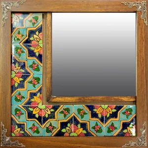 آینه دست نگار طرح کاشی سنتی کد 03-24