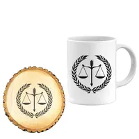  ماگ گالری وبفر مدل ترازوی عدالت به همراه زیر لیوانی