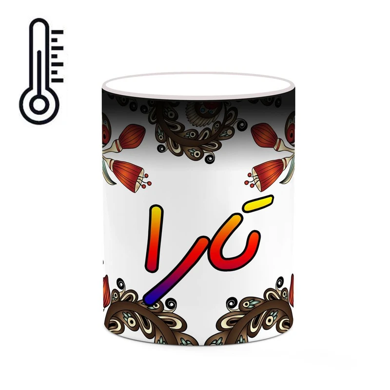 ماگ حرارتی کاکتی مدل اسم تارا طرح سنتی گل و بته کد mgh44510