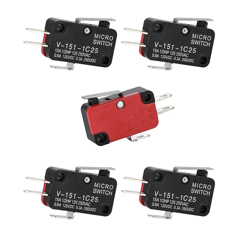 میکرو سوئیچ اهرم دار مدل V-151-1C25.15A بسته 5 عددی