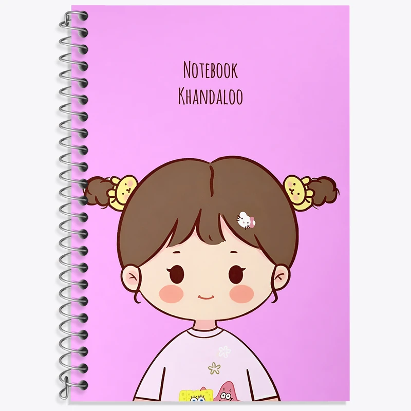 دفتر زبان 50 برگ خندالو مدل سه خط طرح دخترانه کیوت کد N4162