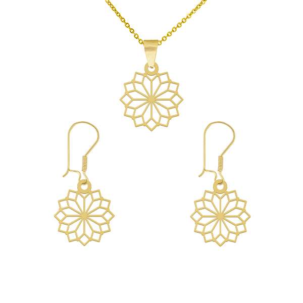نیم ست طلا 18 عیار زنانه طلای کامک طرح گل کد 60