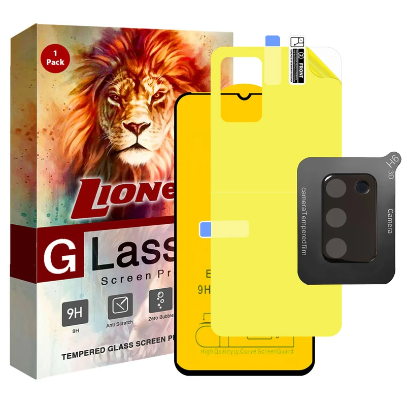 محافظ صفحه نمایش لایونکس مدل 3FNF مناسب برای گوشی موبایل سامسونگ Galaxy A02s / A03s به همراه محافظ پشت گوشی و محافظ لنز دوربین