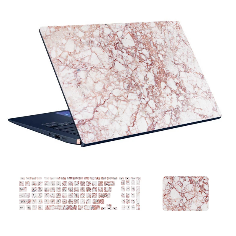  استیکر لپ تاپ توییجین و موییجین طرح Marble کد 97 مناسب برای لپ تاپ 15.6 اینچ به همراه برچسب حروف فارسی کیبورد 