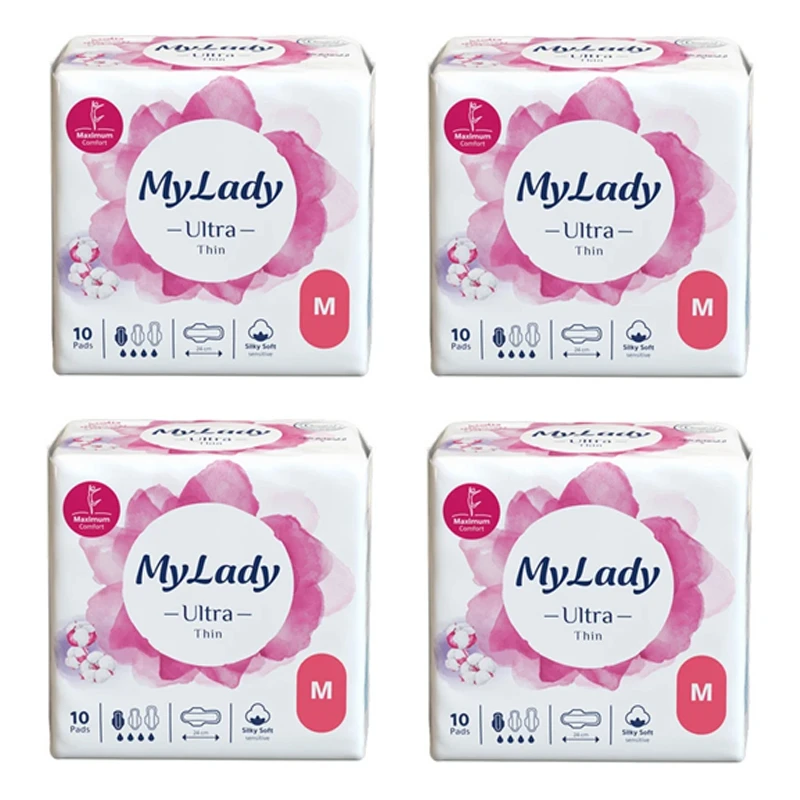 نوار بهداشتی بالدار نازک روز و شب مای لیدی مدل Silky Soft سایز متوسط بسته 4 عددی