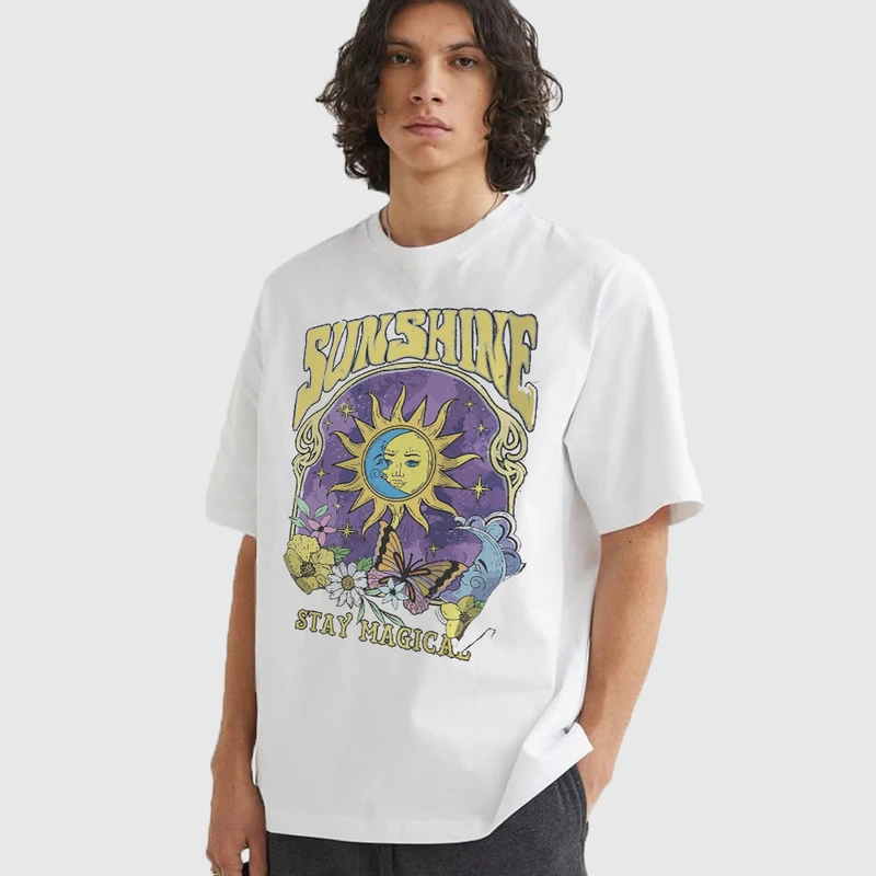 تی شرت آستین کوتاه مردانه مدل vintage قدیمی طلوع افتاب فانتزی z511