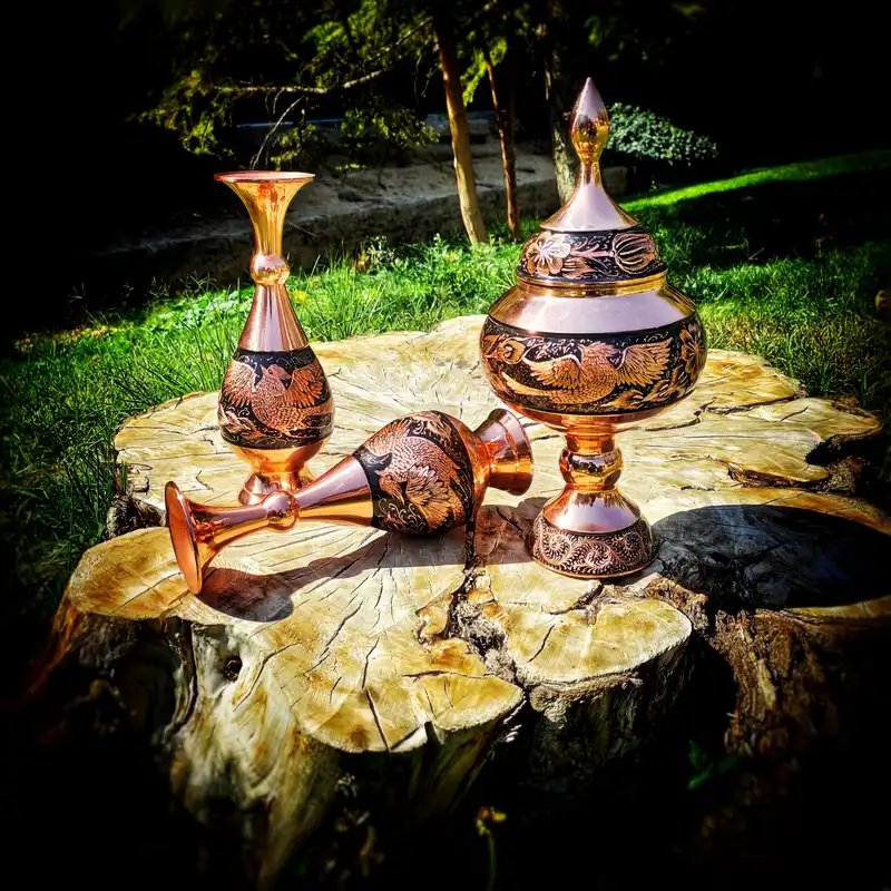 گلدان مسی مدل الماس تراش کد 25