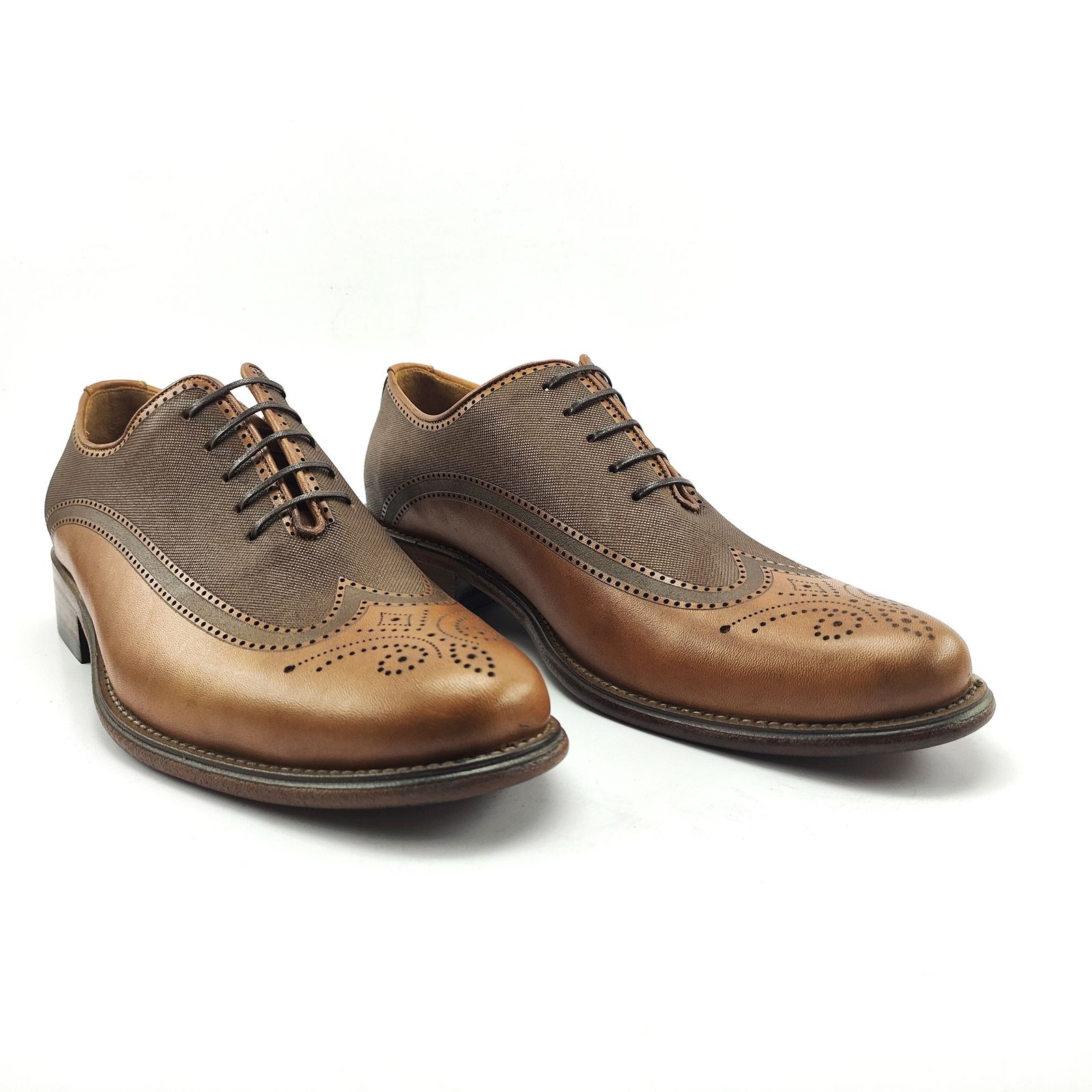 کفش مردانه کرمانی مدل تمام چرم طبیعی دستدوز کد 1037 رنگ عسلی -  - 2
