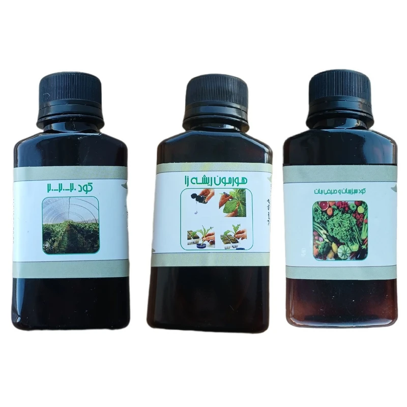 کود مایع کامل سه بیست و کود سبزیجات و صیفی جات و هورمون ریشه زا مدل life drop حجم 110 میلی لیتر بسته 3 عددی