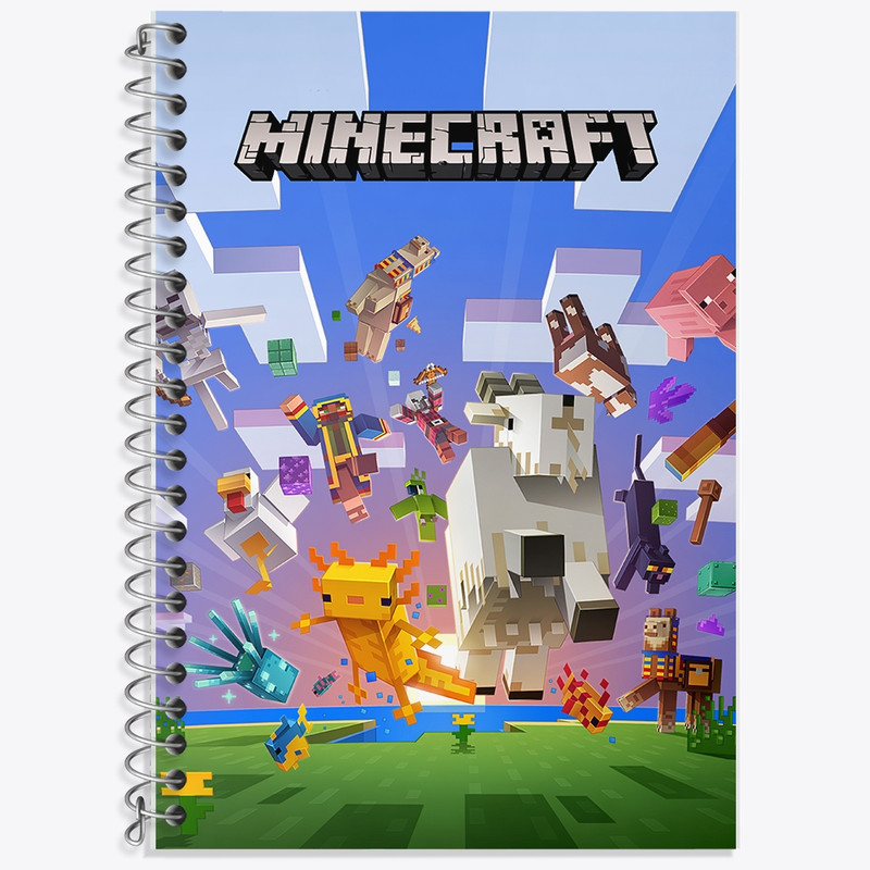 دفتر زبان 50 برگ خندالو مدل دو خط طرح ماینکرافت (Minecraft) کد F2429