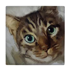  کاشی کارنیلا طرح نقاشی گربه لوحی کد klh1900