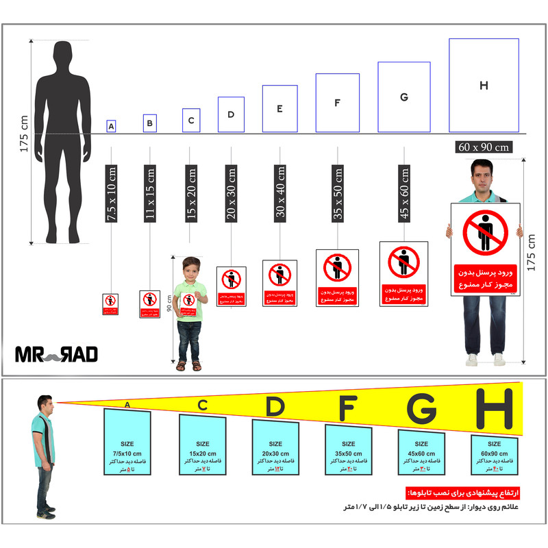برچسب ایمنی مستر راد طرح ورود پرسنل بدون مجوز کار ممنوع مدل HSE-OSHA-1116