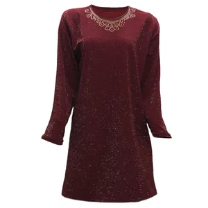 تونیک آستین بلند زنانه مدل NAZGOL کد tm-1291 رنگ زرشکی