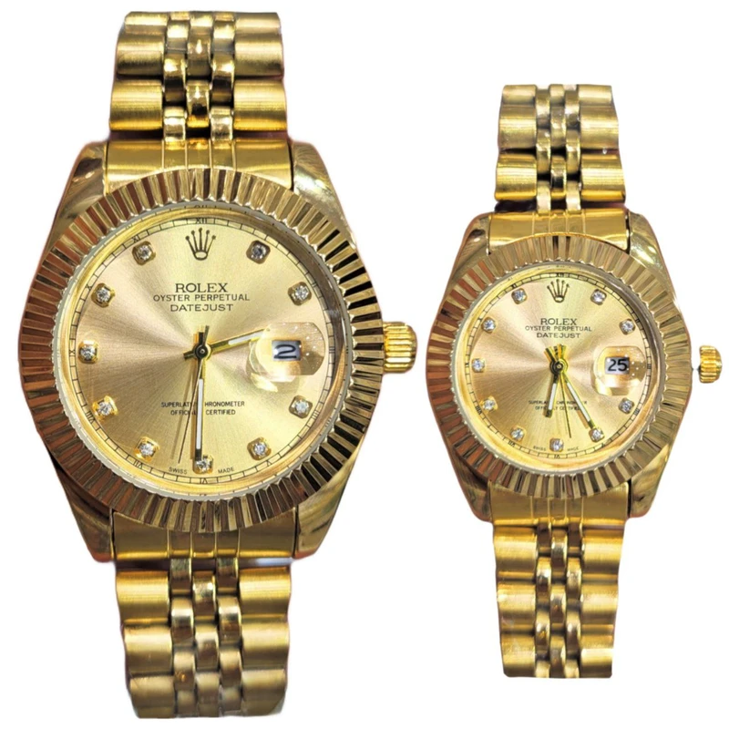 ست ساعت مچی عقربه ای  زنانه و مردانه  مدل دیت جاست کد al03