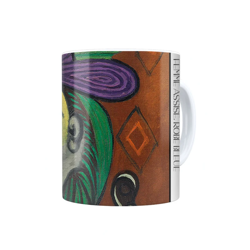 ماگ ترمه طراحان ایده مدل زن نشسته با لباس روشن از پیکاسو کد art0316