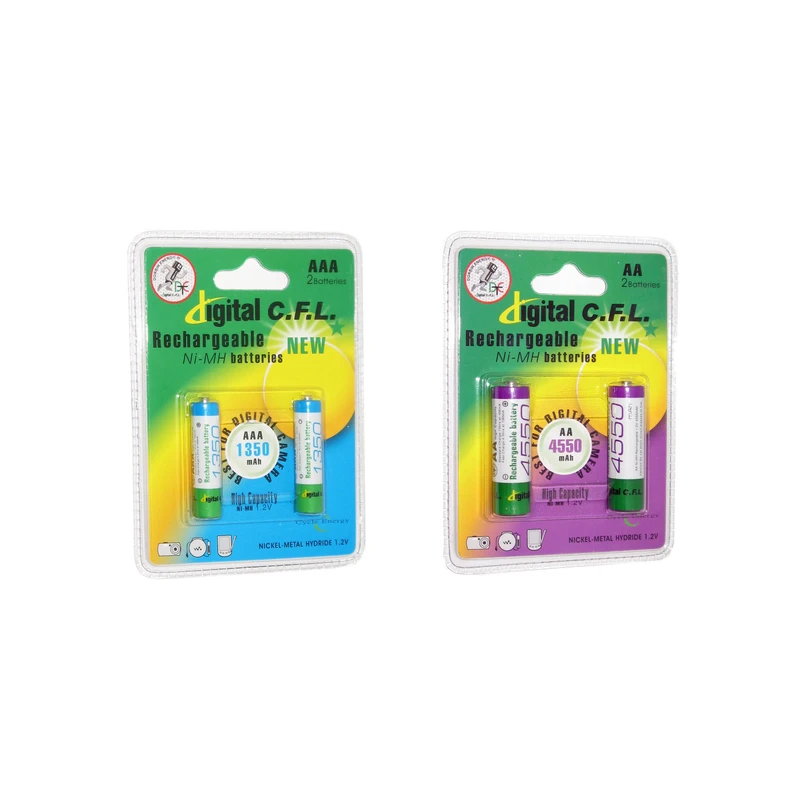 باتری قلمی و نیم قلمی قابل شارژ سی.اف.ال مدل 4550/1350mAh بسته 4 عددی