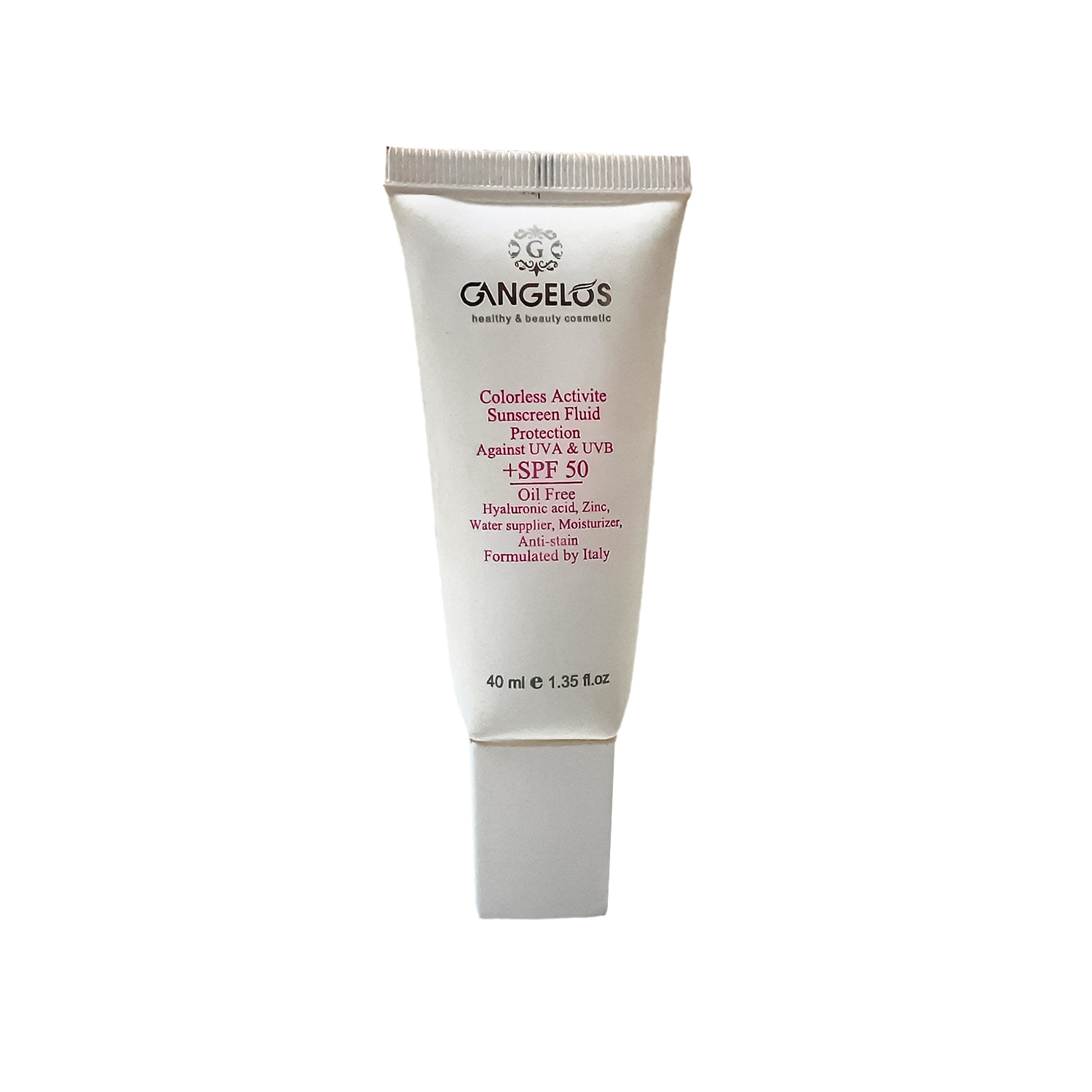 کرم ضدآفتاب بی رنگ صورت گانگلس spf50 مدل فلوئید محافظ در برابر uva,uvb مناسب برای انواع پوست حجم 40 میلی لیتر