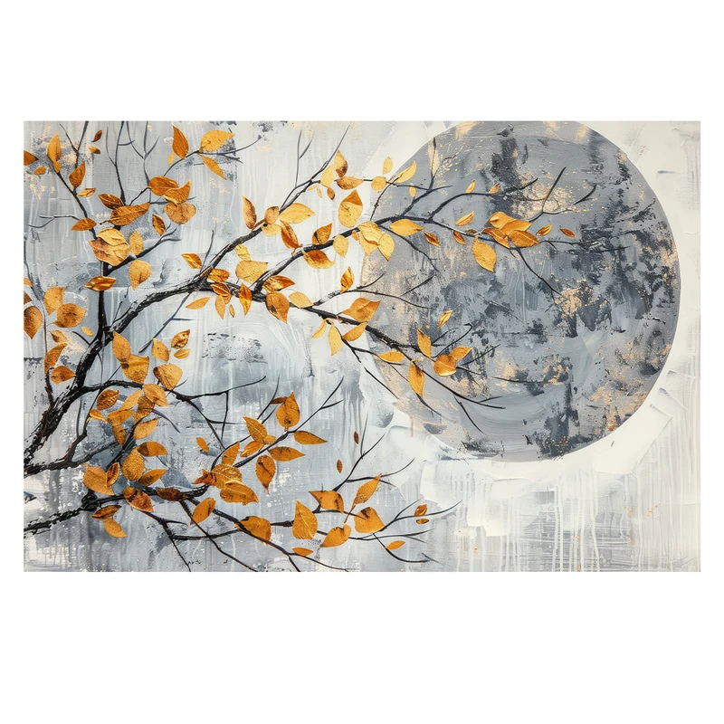 فرش پارچه‌ای مدل فرشینه طرح شاخه پاییزی ماه کامل کد AR3059717