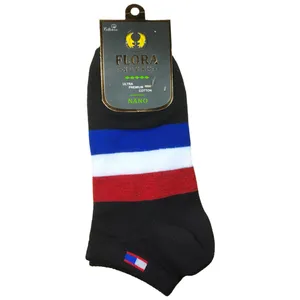 جوراب ساق کوتاه فلورا طرح پرچم فرانسه مدل Nano cotton 