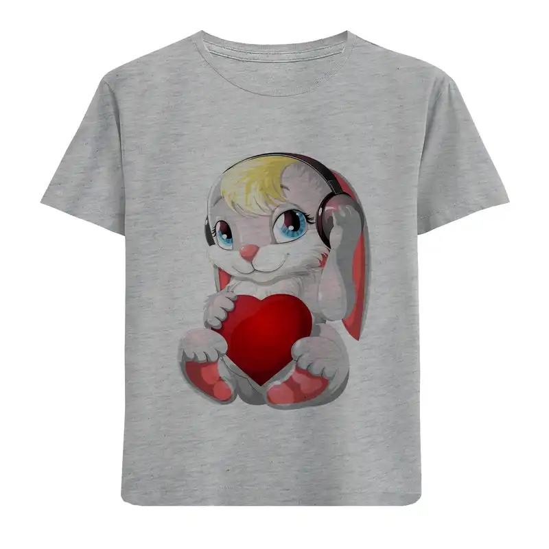 تی شرت آستین کوتاه بچگانه مدل خرگوش و قلب F256