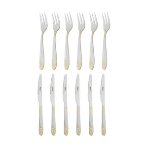 ست کارد و چنگال میوه خوری 12 پارچه ناب استیل کد 87894562