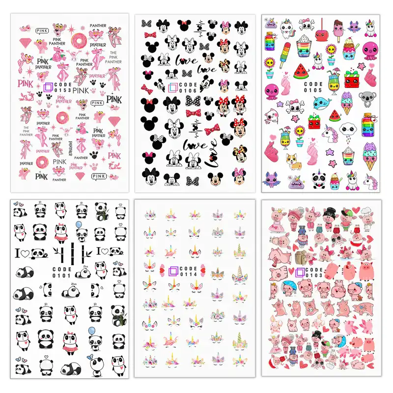 برچسب لنز ناخن مدل فانتزی مجموعه 6 عددی