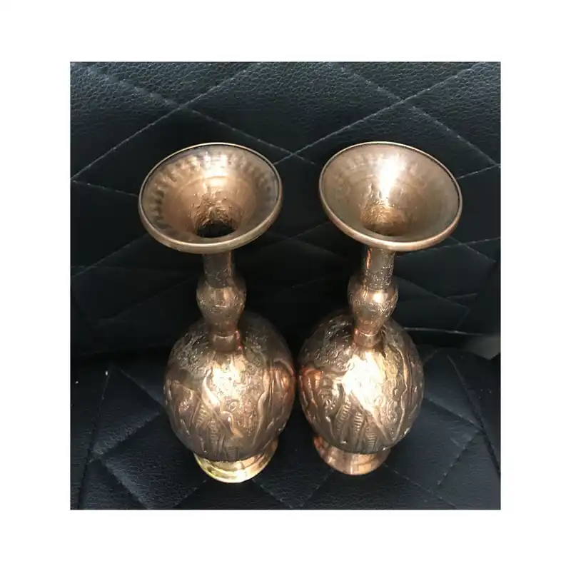 گلدان قلمزنی مسی طرح مرد و مهمانسرا کد 01 بسته 2 عددی