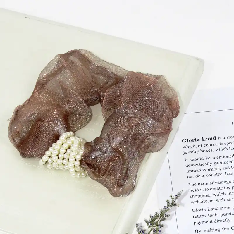 کش مو زنانه مدل ارگانزا مرواریدی کد G_Lnd_294