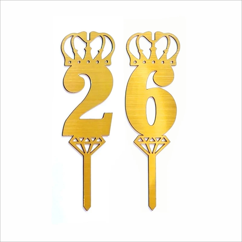 تاپر کیک مدل عدد 26 طرح الماس شمعدار مجموعه ی 2 عددی