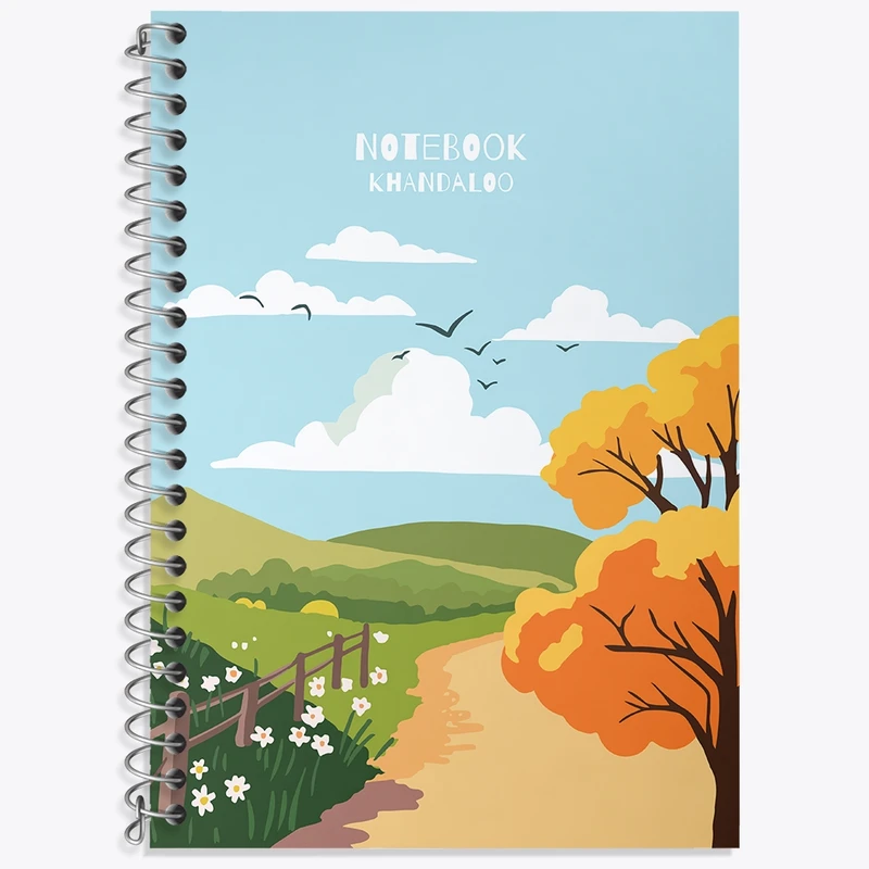 دفتر زبان 50 برگ خندالو مدل دو خط طرح طبیعت کد N995