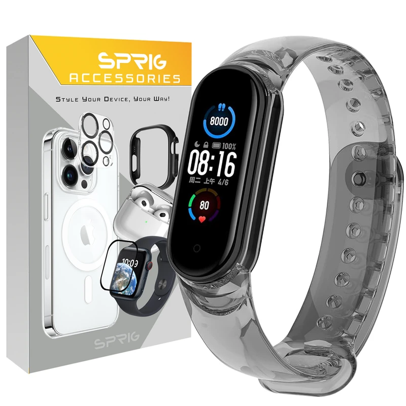 بند اسپریگ مدل Clear TRS مناسب برای ساعت هوشمند شیائومی Mi band 5/6/7