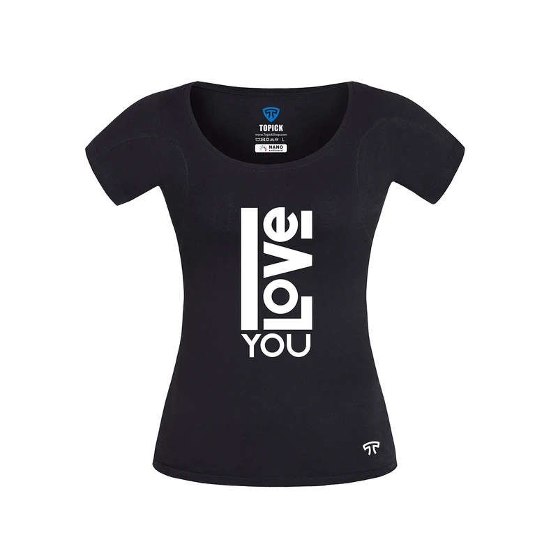 تیشرت آستین کوتاه زنانه تاپیک مدل ضد تعریق طرح LOVE