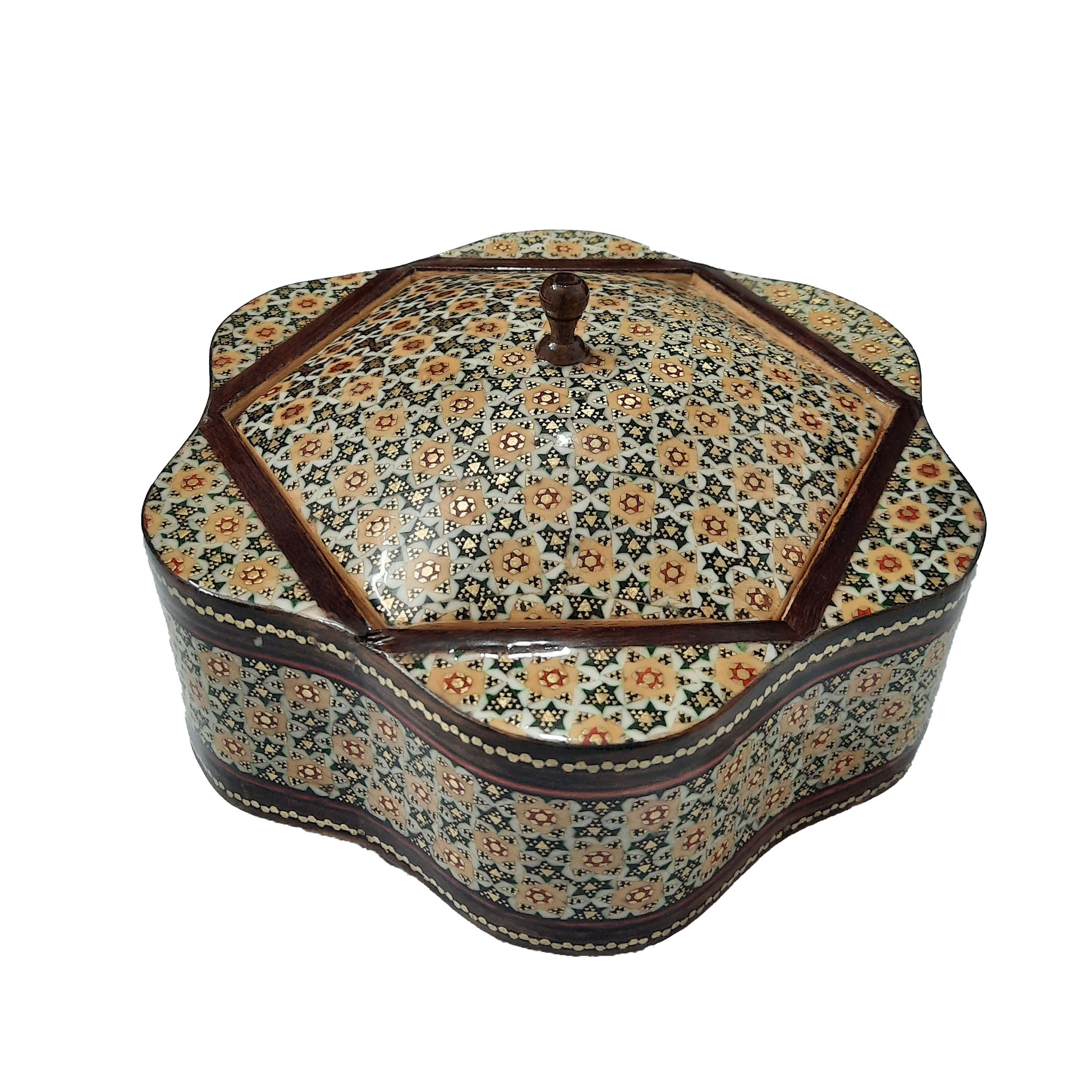 شکلات خوری خاتم کاری مدل شش گوش