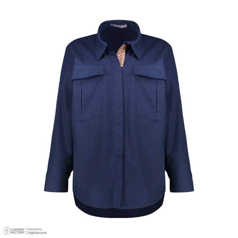 شومیز آستین بلند یقه برگردان زنانه دیجی استایل اسنشیال مدل cbK-44 رنگ سرمه ای