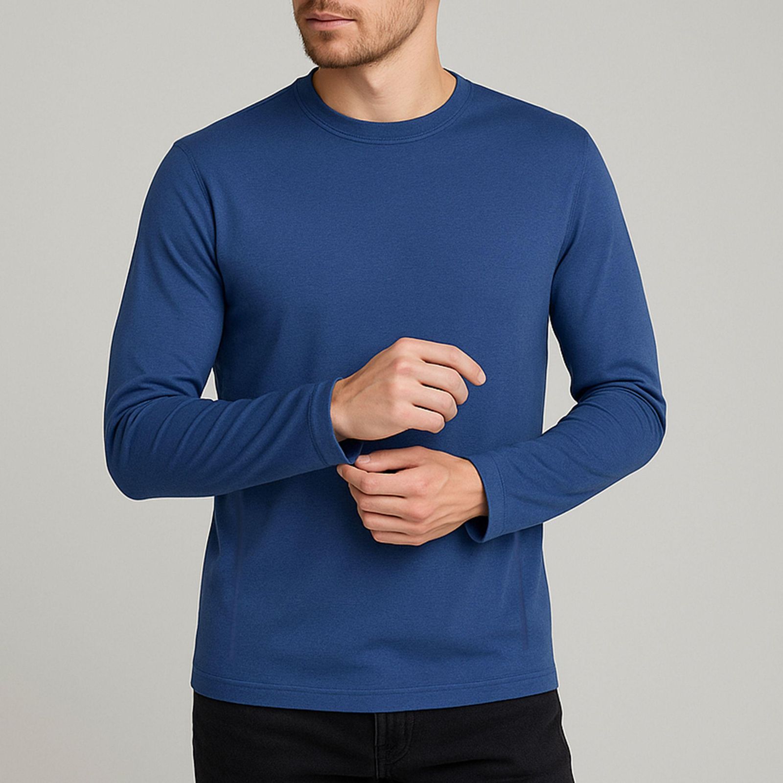 تی شرت آستین بلند مردانه کانتکس مدل 249013613 رنگ آبی -  - 1