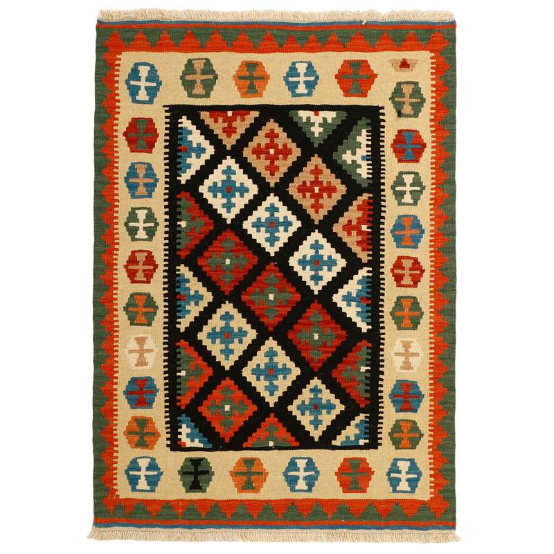 گلیم دستبافت یک و نیم متری مدل قشقایی کد 548958