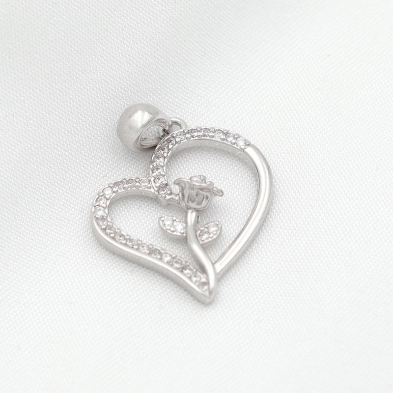 آویز گردنبند نقره زنانه مدل قلب و گل کد SLP-46