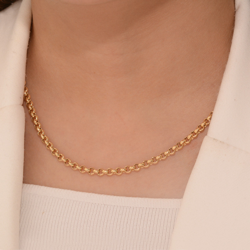 زنجیر طلا 18 عیار زنانه طلای مستجابی مدل رولو گلستانه کد R45