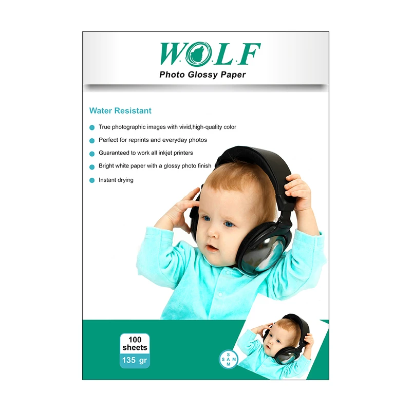 کاغذ فتو گلاسه ولف مدل 135 سایز A4 بسته 100 عددی
