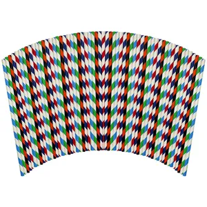  نی نوشیدنی یکبار مصرف مدل مارپیچ کاغذی کد 6MM بسته 100 عددی