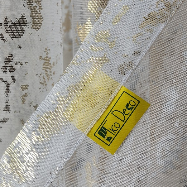 پرده تیکو دکو مدل حریر ژورژت طلاکوب سایز 150x280 سانتیمتر مجموعه دو عددی