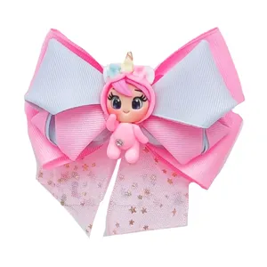 گیره مو دخترانه مدل پاپیون با پیکسل بی بی یونیکورن