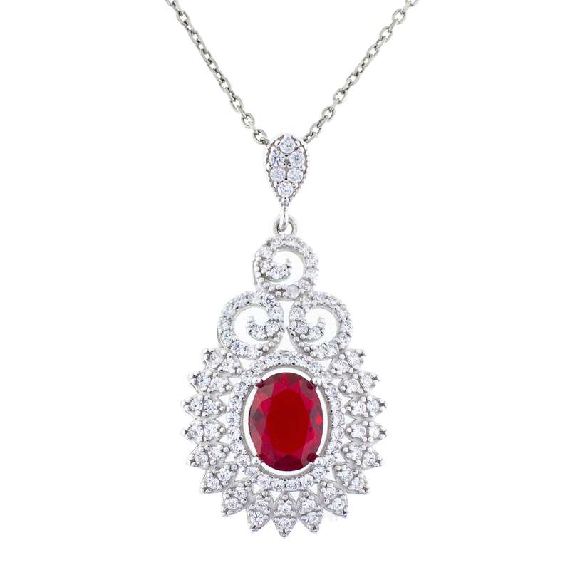 گردنبند نقره زنانه مدل یاقوت AVN-M116