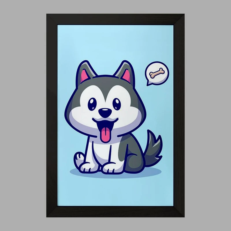 تابلو خندالو مدل حیوانات بامزه سگ هاسکی کد 25421