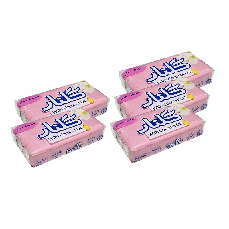 صابون شستشو صورت و بدن گلنار مدل flower مناسب انواع پوست وزن 130 گرم بسته 5 عددی