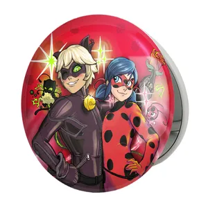 آینه جیبی خندالو طرح پسر گربه ای و دختر کفشدوزکی مدل تاشو کد 25042 