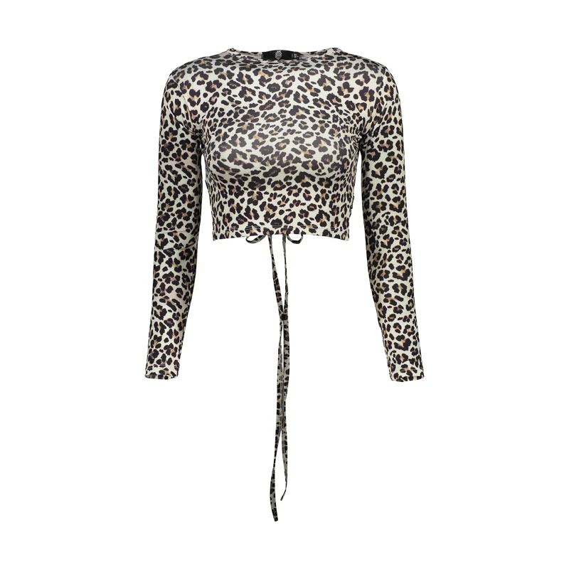 کراپ بلوز آستین بلند یقه گرد زنانه مدل 02