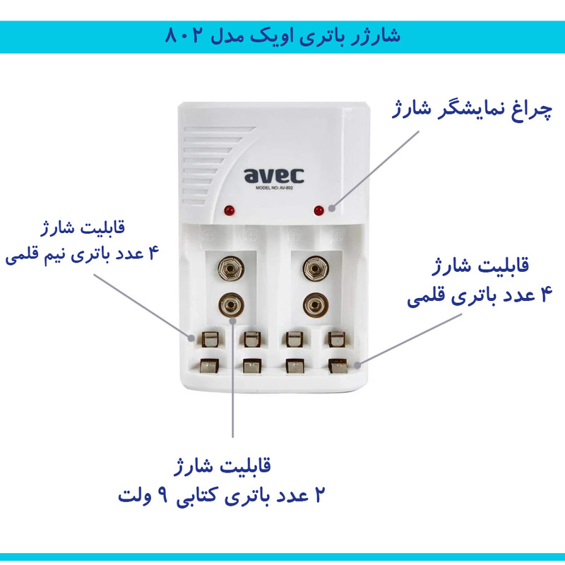 شارژر باتری اویک مدل 802